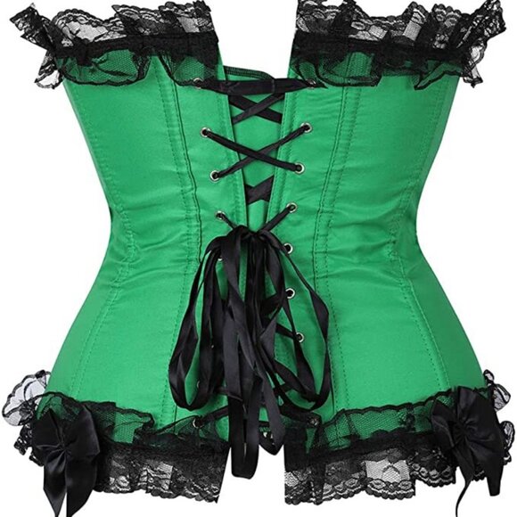 Floral Lace Overlay Trim Satin Corset Top *BRAND NEW - Picture 3 of 5